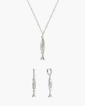 Anchovy Necklace & Earrings Set in Silver en route jewellery