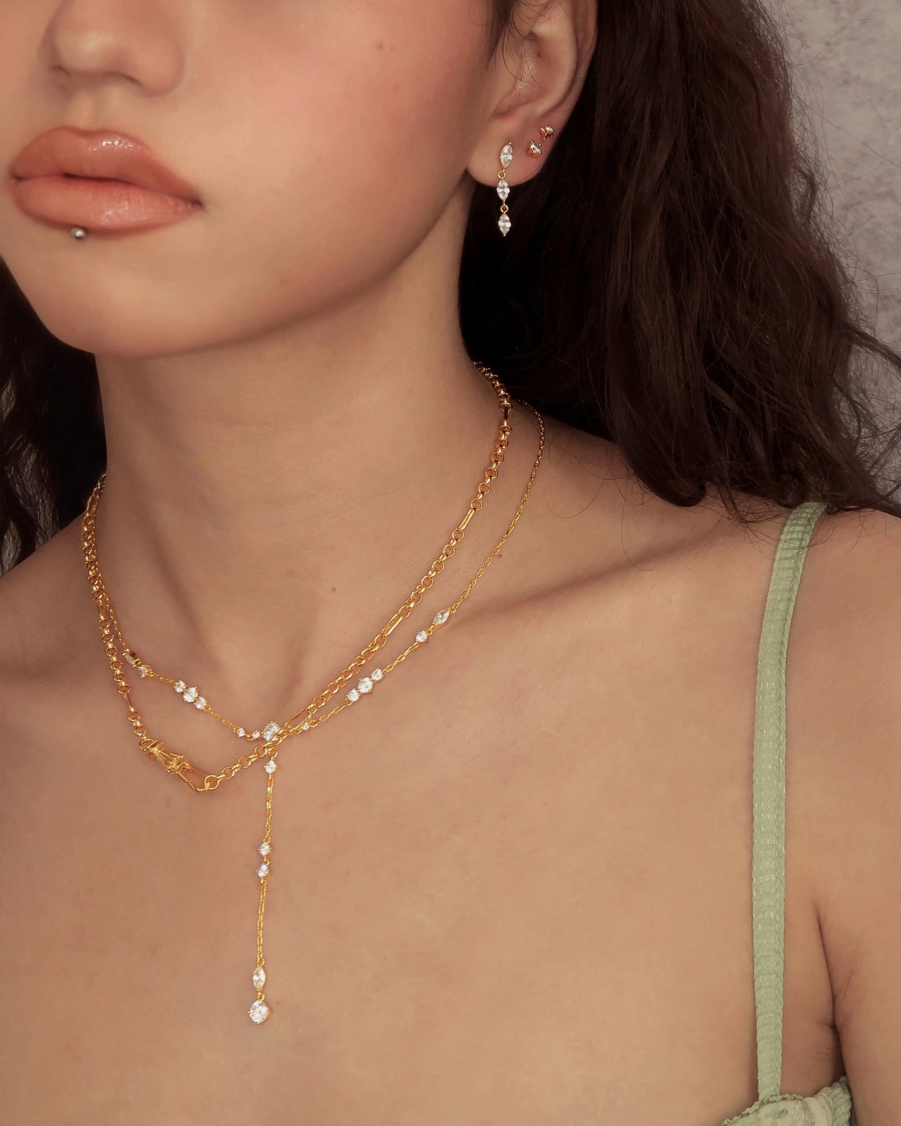 Adriana Necklace & Crystal Marquise Earrings Set en route jewellery