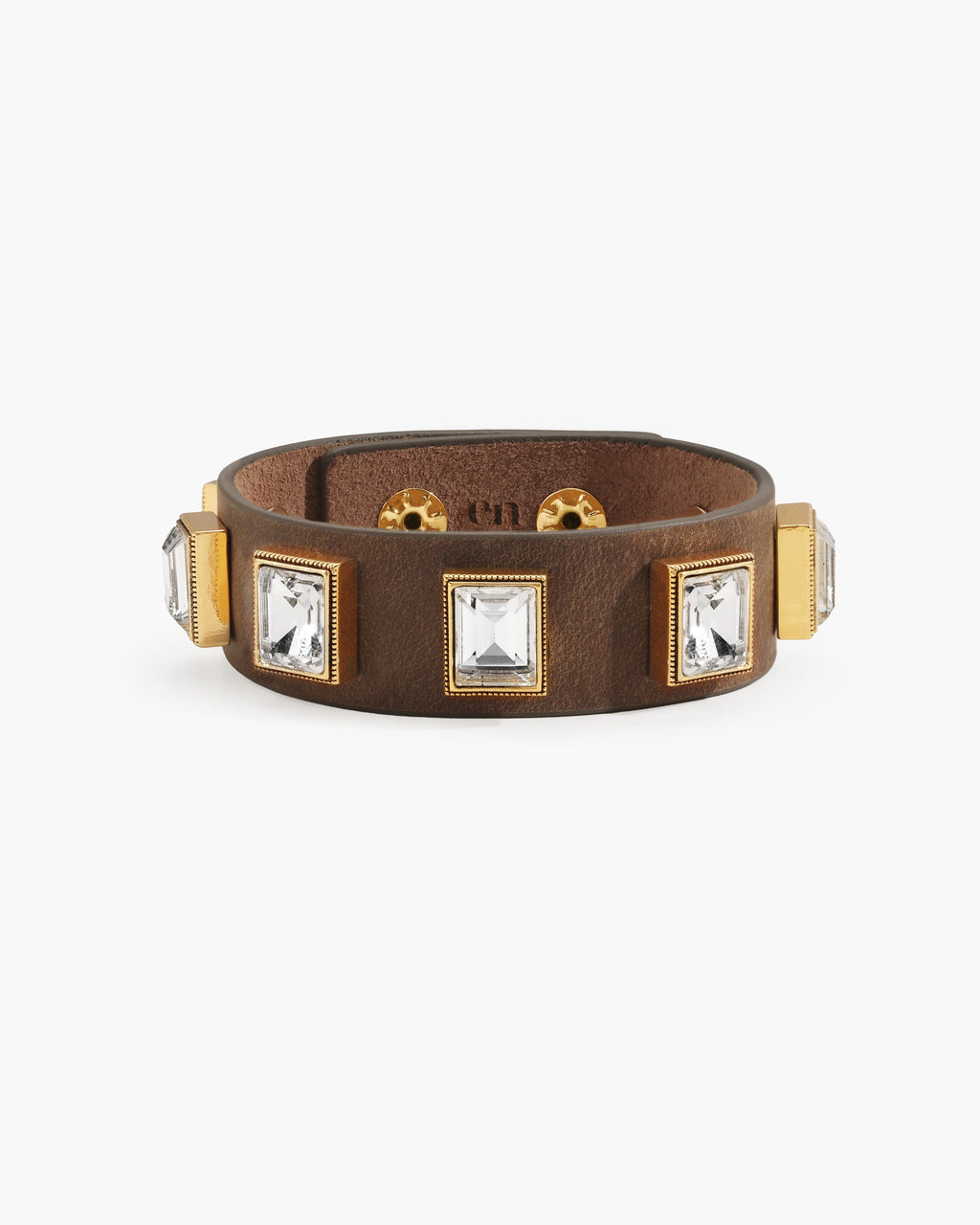Crystal Studded Leather Wristband en route jewellery