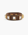 Crystal Studded Leather Wristband en route jewellery