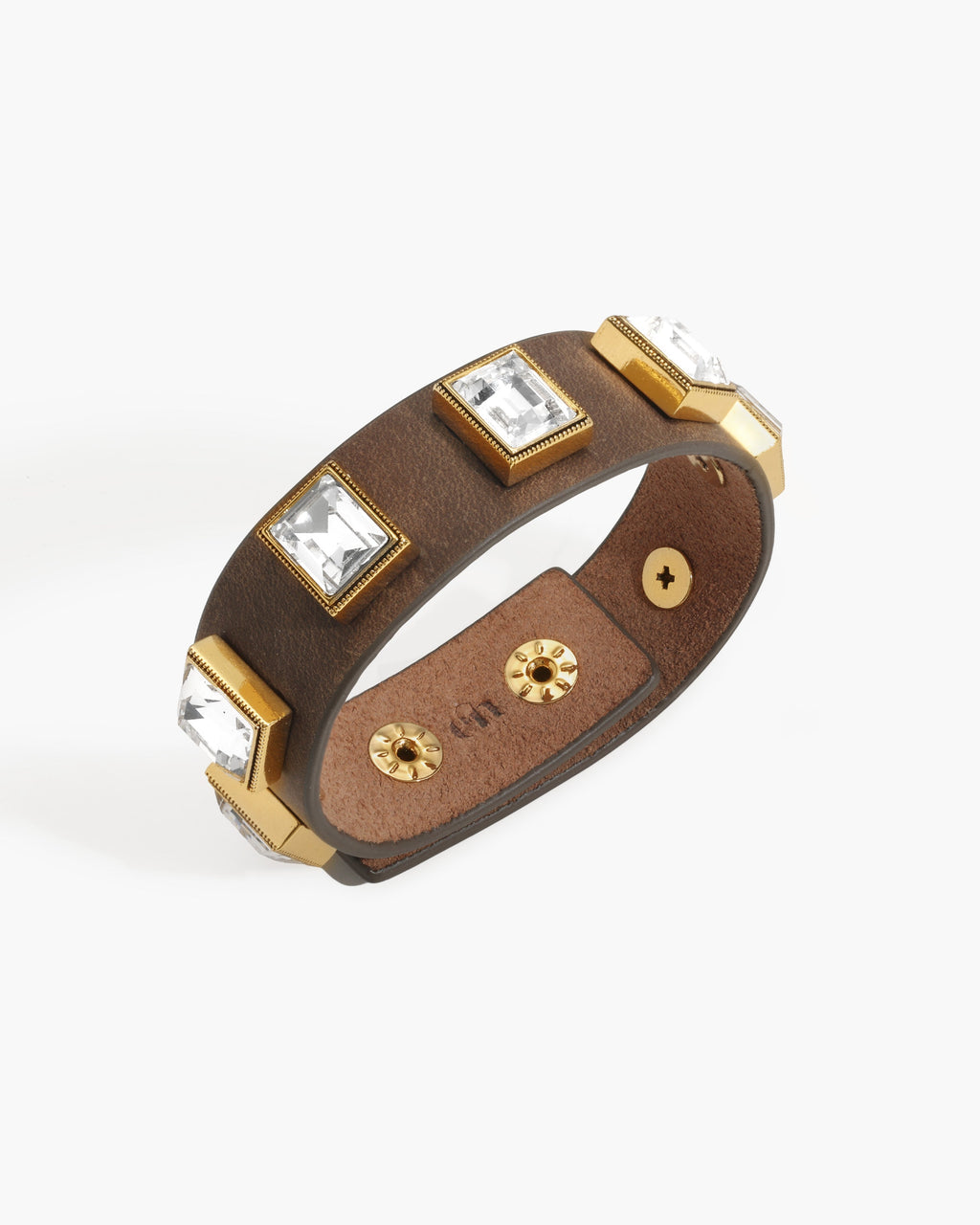 Crystal Studded Leather Wristband en route jewellery