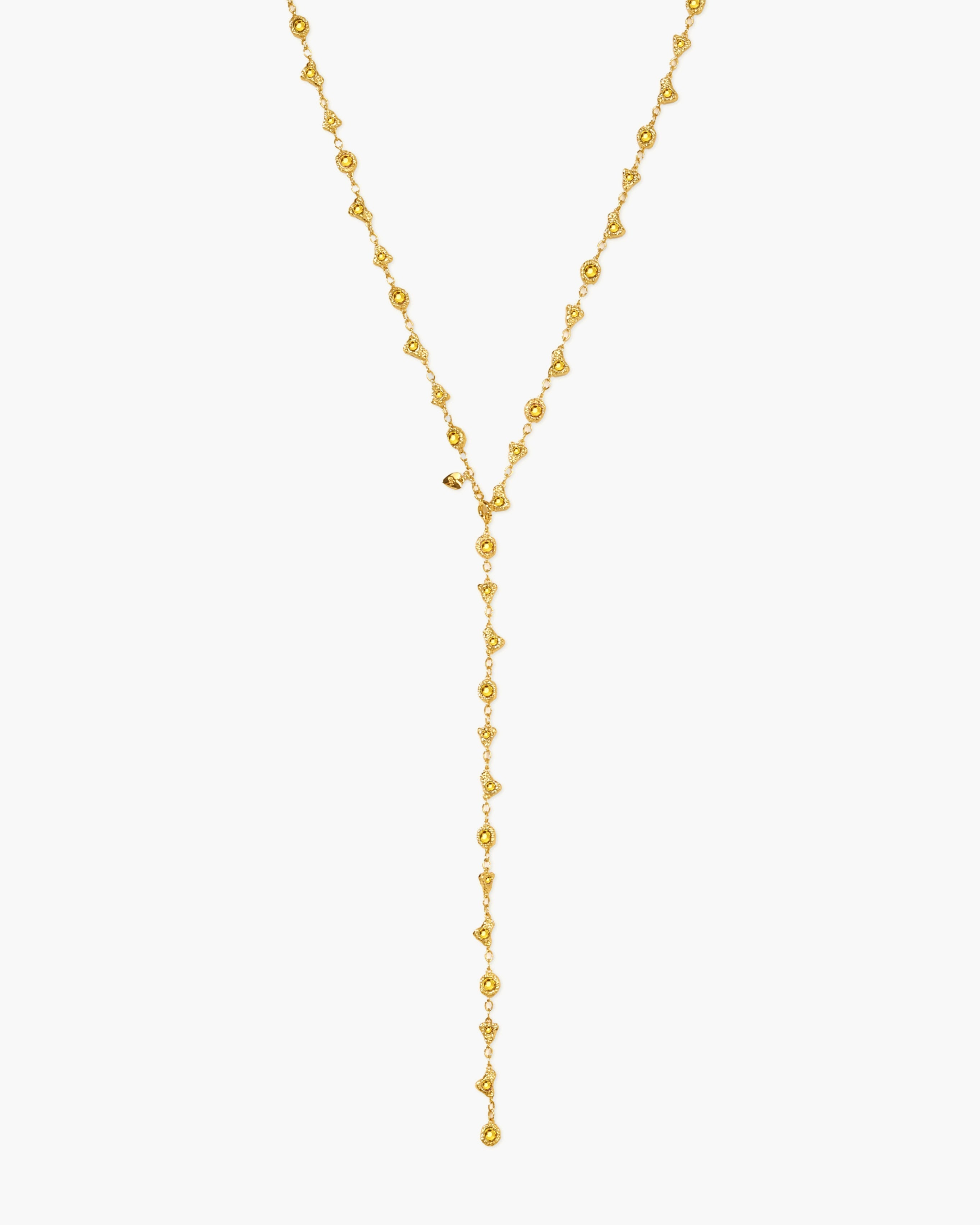 Lemon Crystal Long Chain in Silver en route jewellery