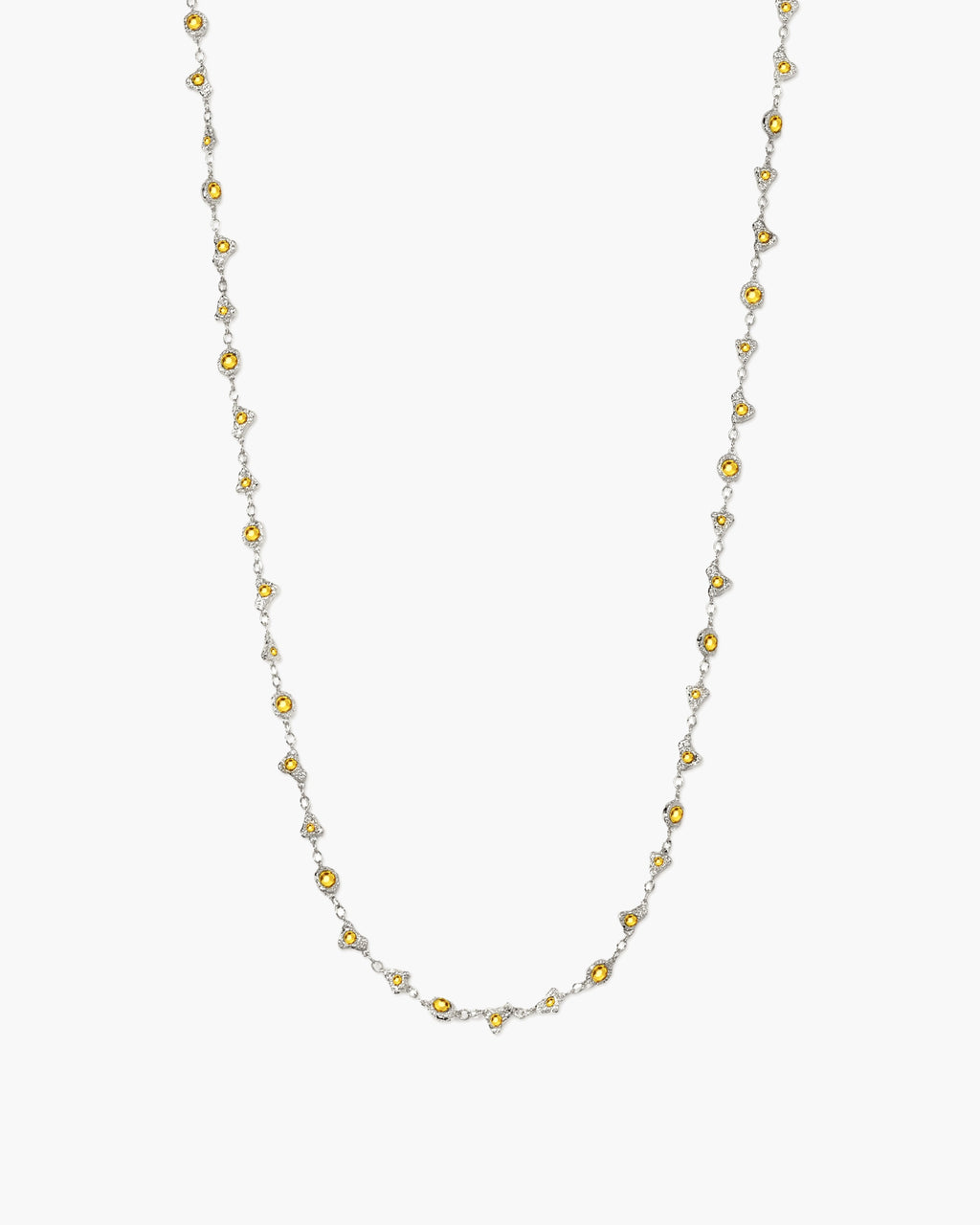Lemon Crystal Long Chain in Silver en route jewellery