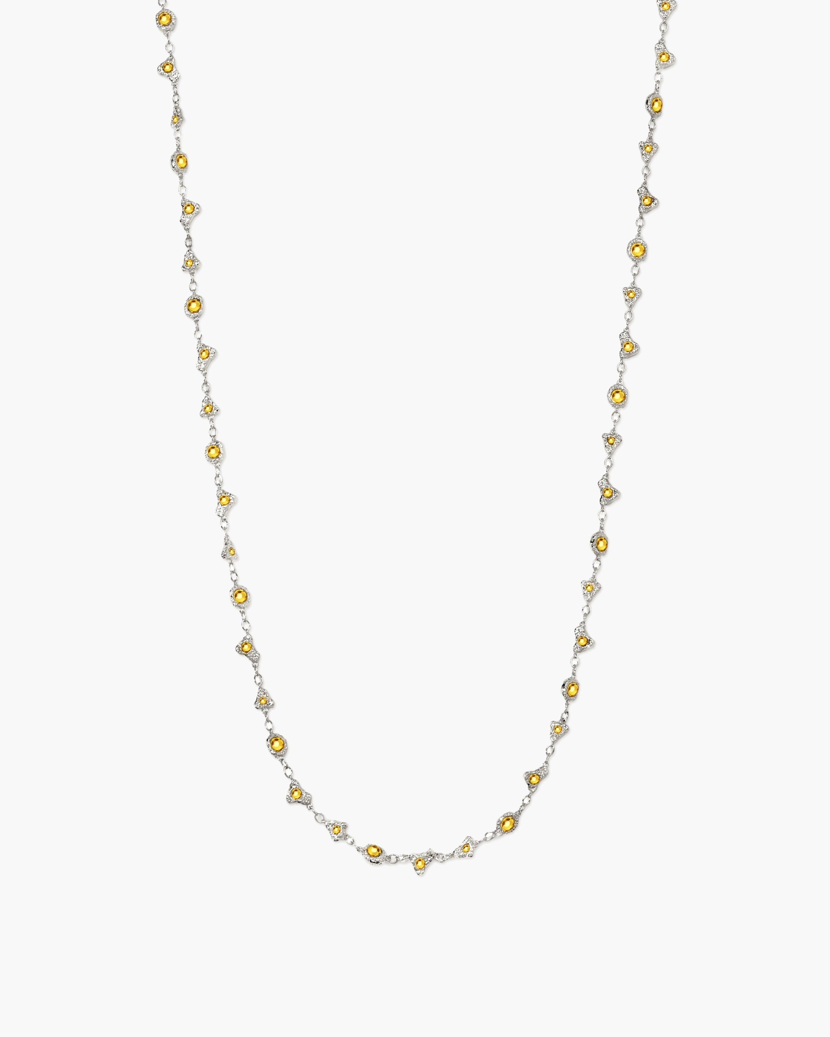 Lemon Crystal Long Chain in Silver en route jewellery