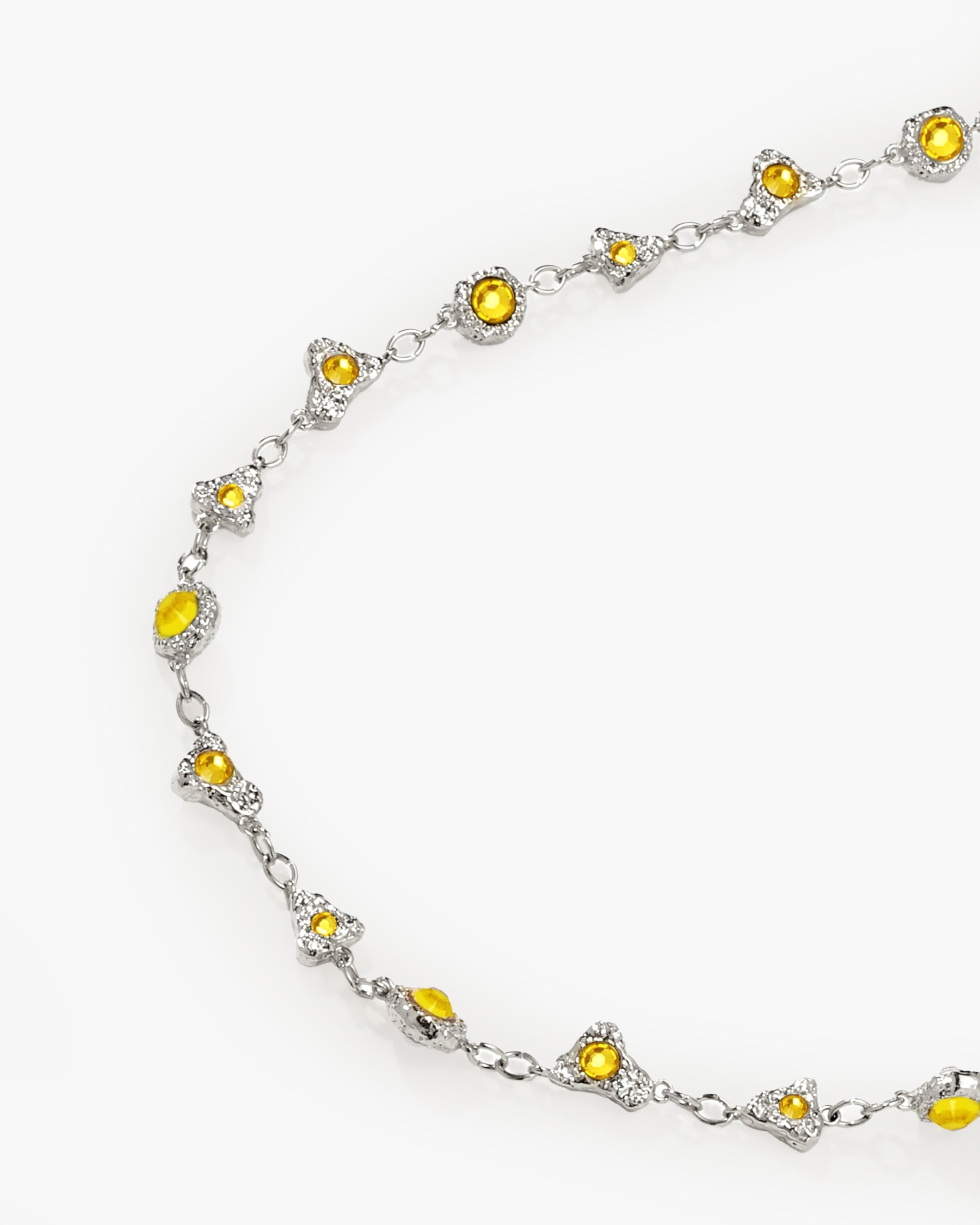 Lemon Crystal Long Chain in Silver en route jewellery