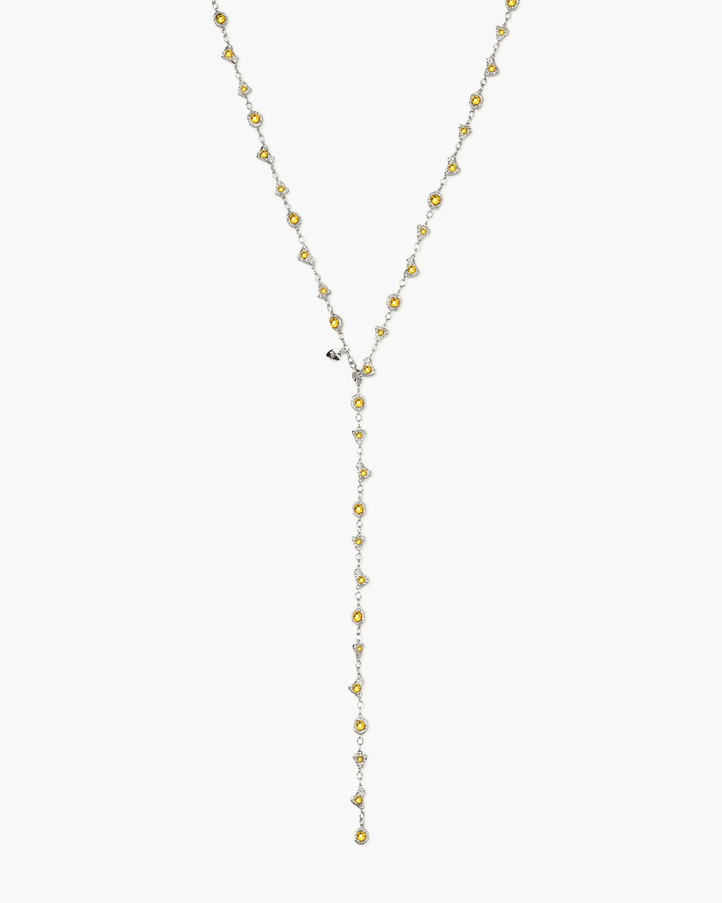 Lemon Crystal Long Chain in Silver en route jewellery