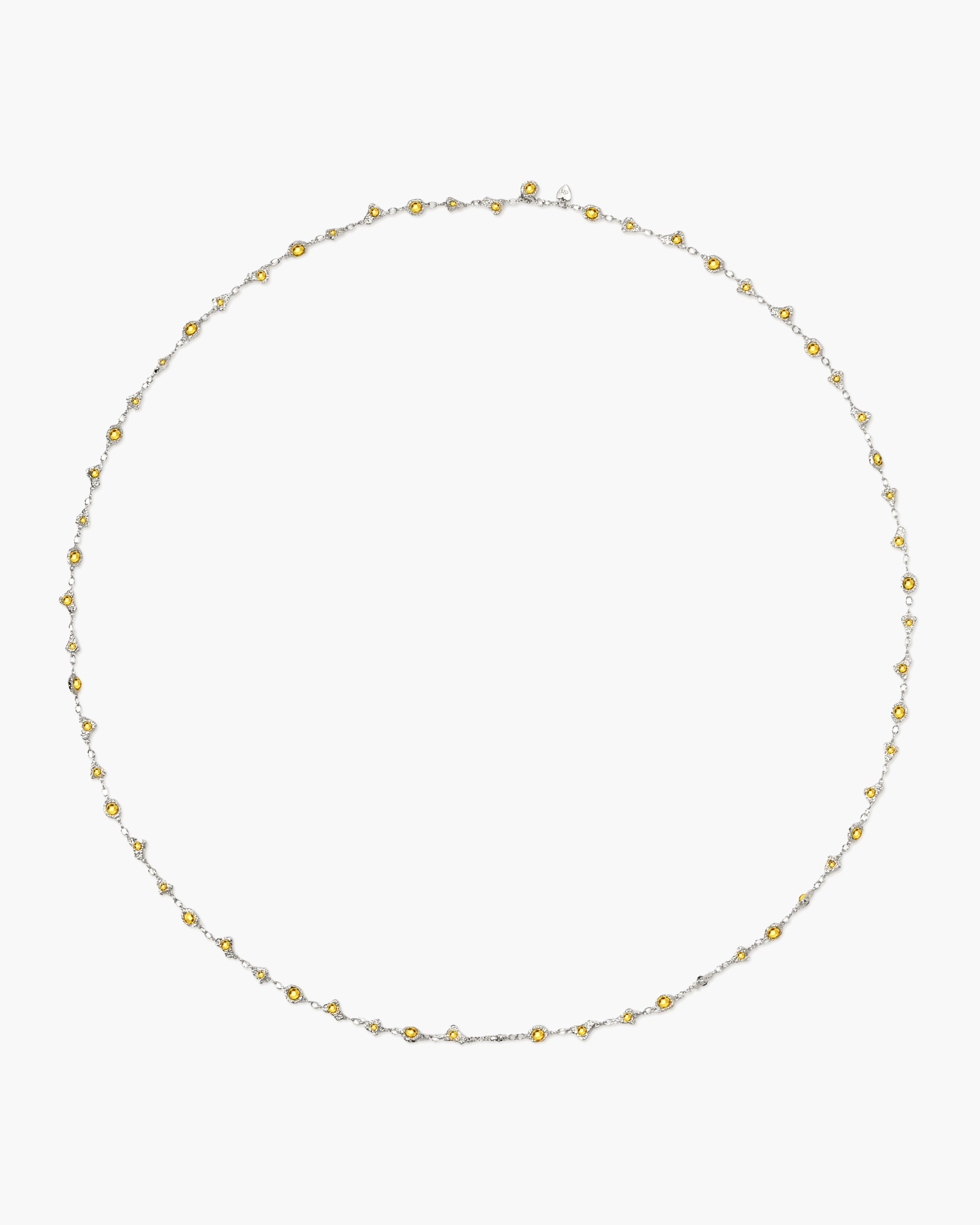 Lemon Crystal Long Chain in Silver en route jewellery