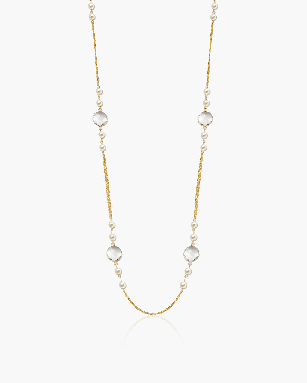 Pearl Cascade Long Station Necklace