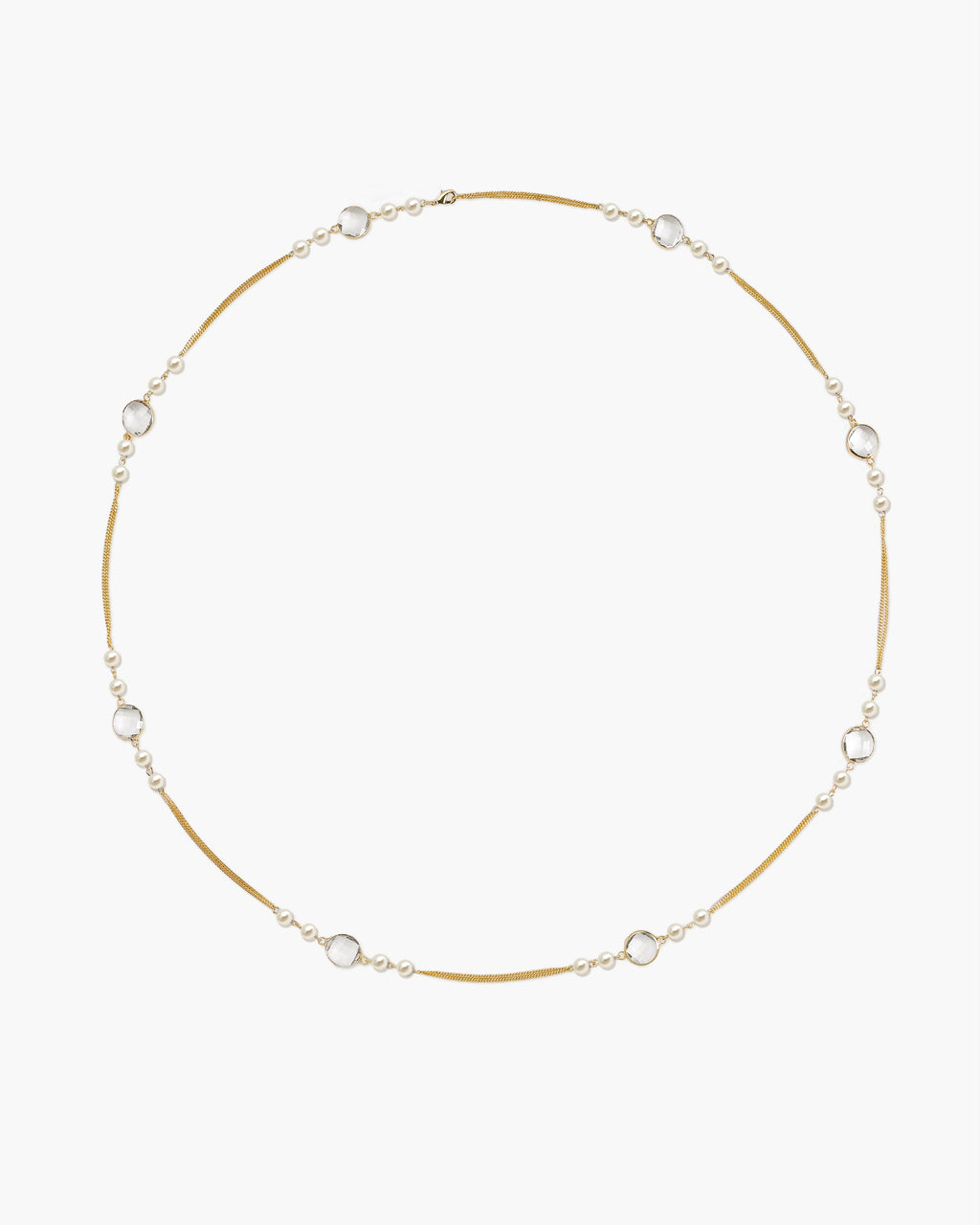 Pearl Cascade Long Station Necklace