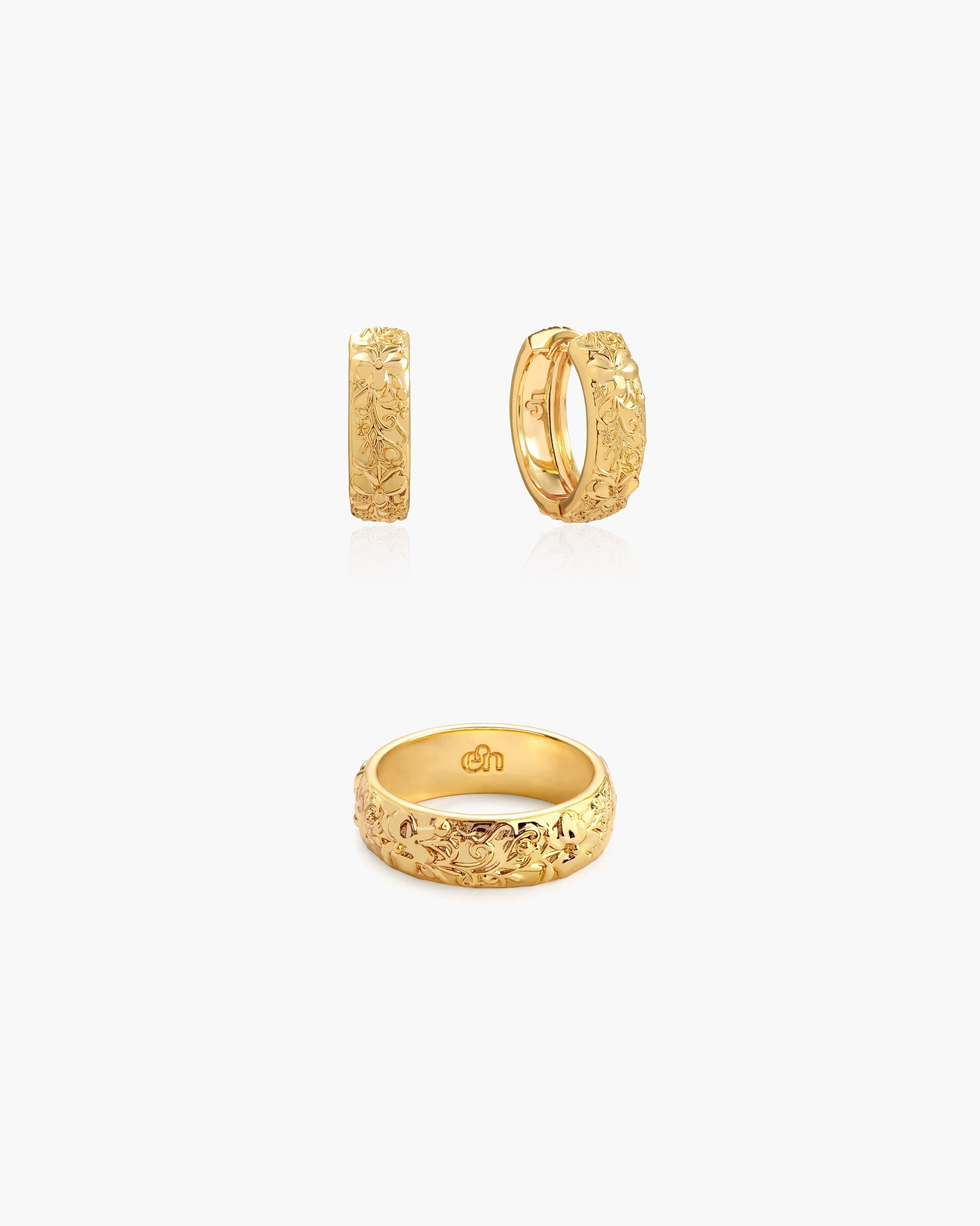 Serenade of Orchid Ring & Earrings Set en route jewellery