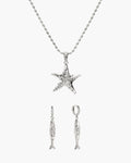 Anchovy Earrings & Starfish Necklace Set in Silver en route jewellery