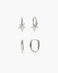 Silver Star & Link Earrings Set en route jewellery