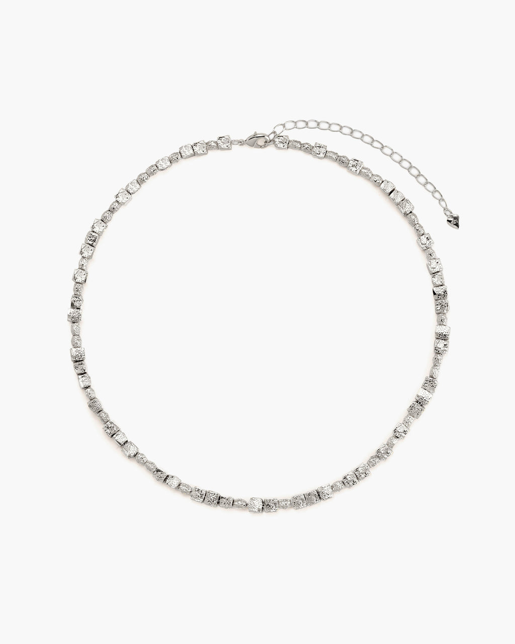 Textured Square Necklace in Silver
