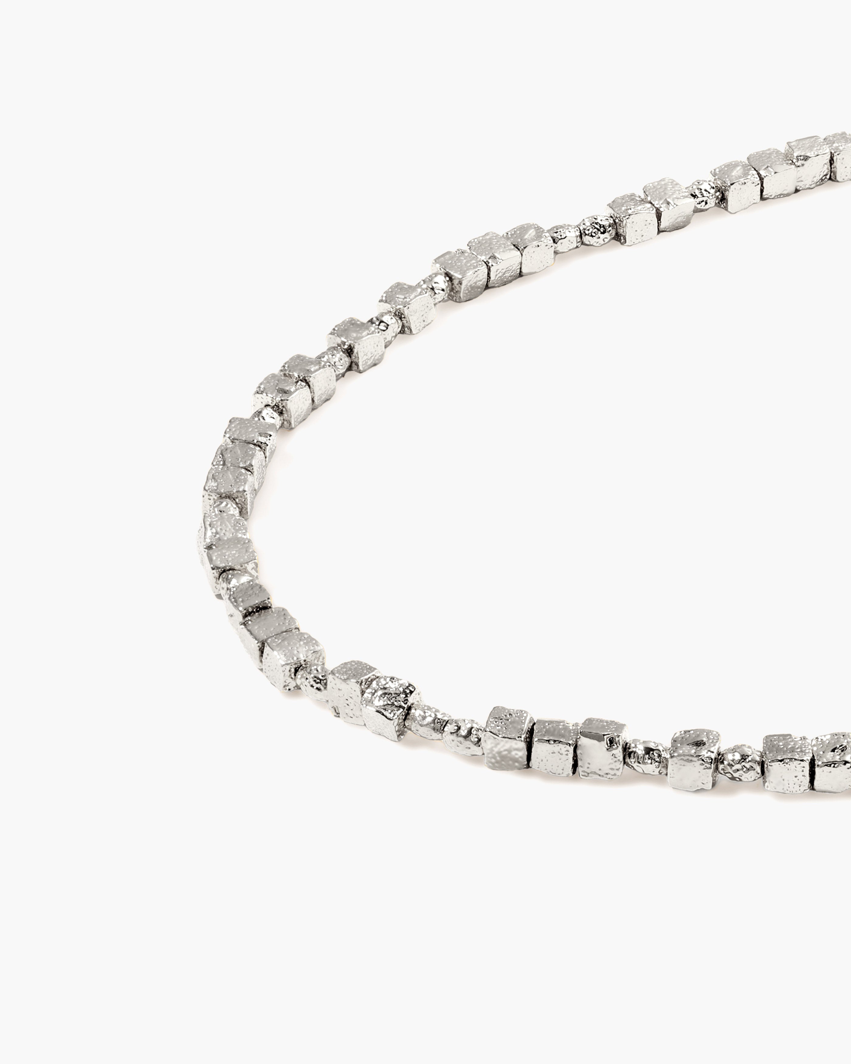 Textured Square Necklace in Silver
