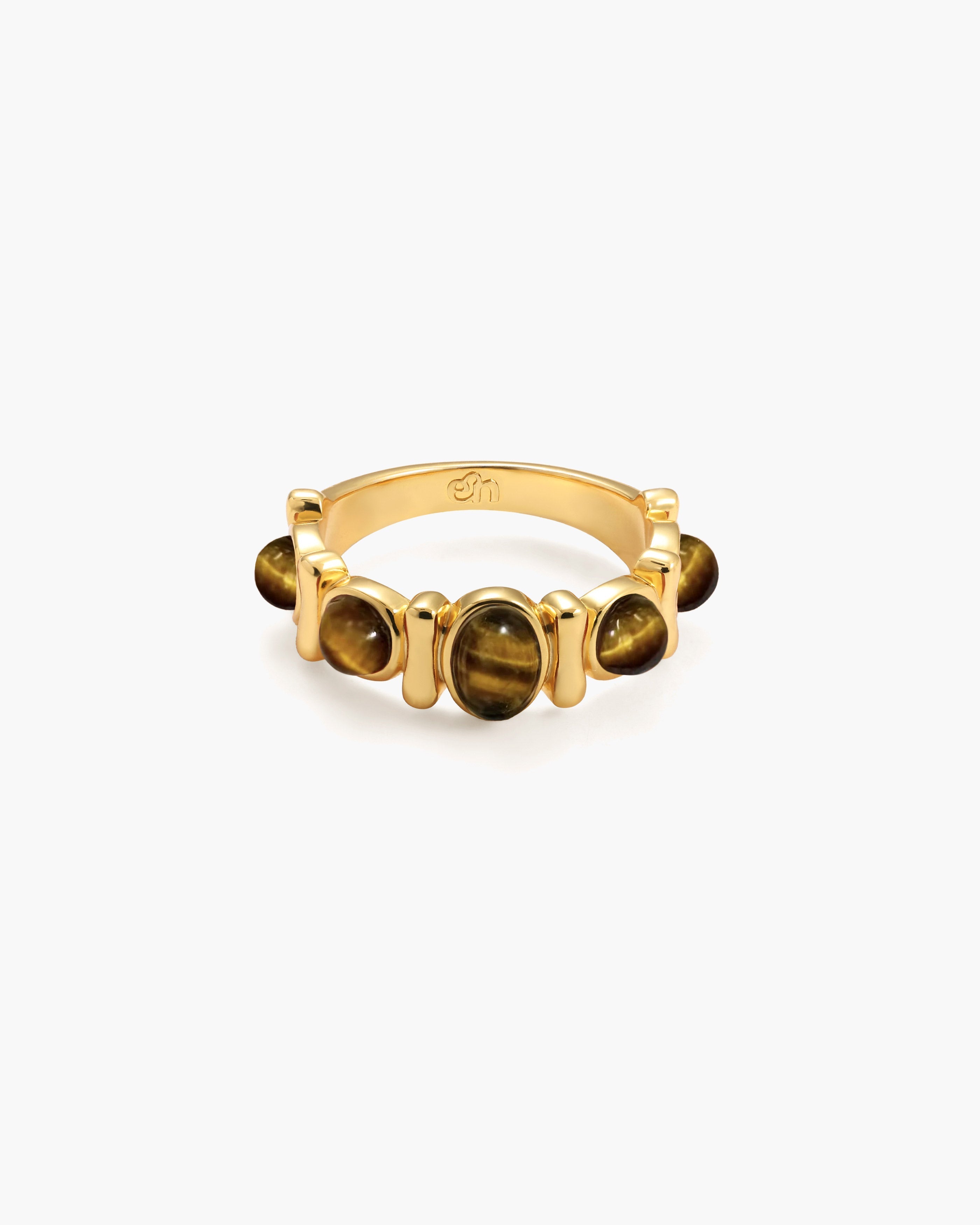 Green Aventurine Band Ring in Silver en route jewellery