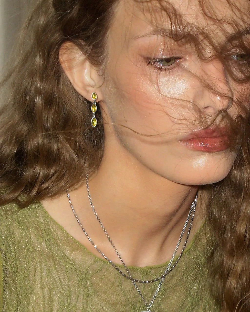 Olive Marquise Earrings in Silver en route jewellery