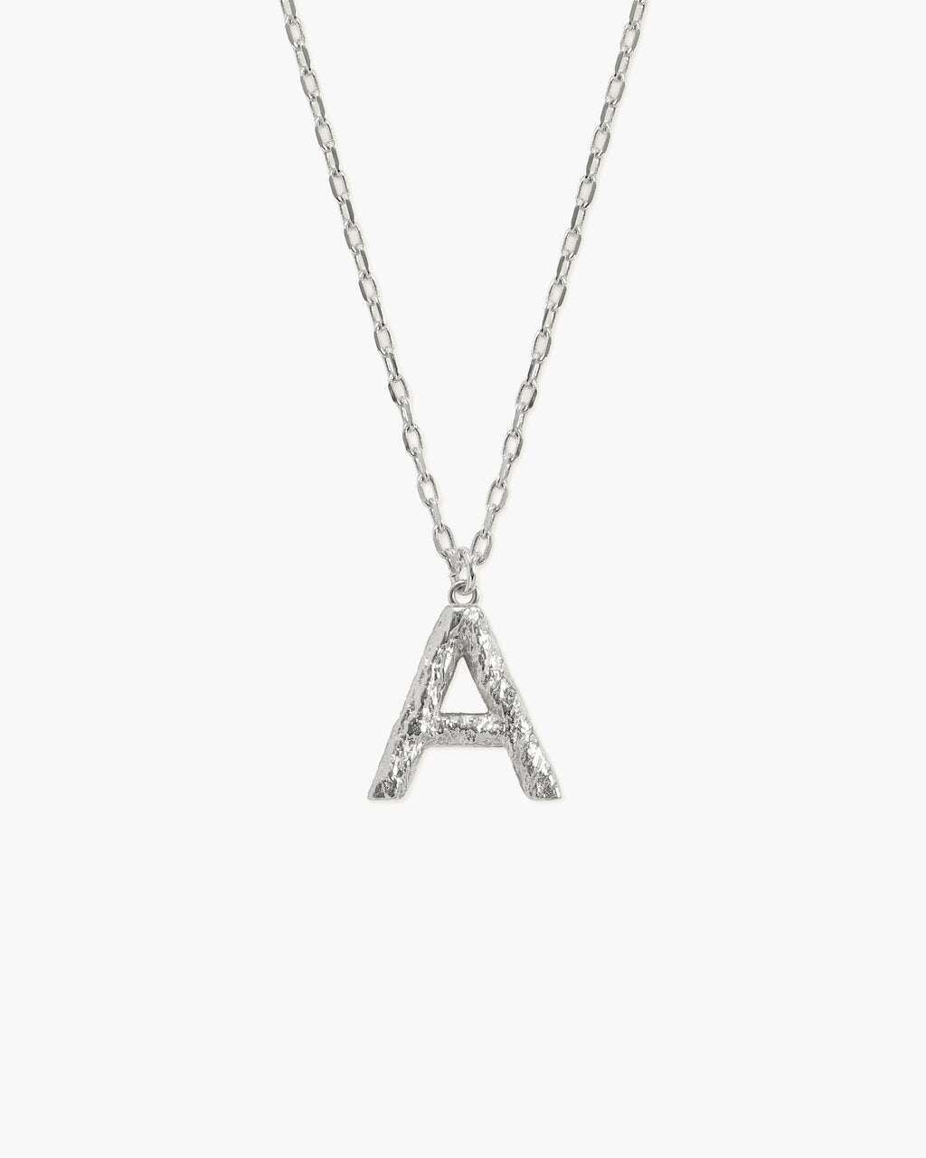 Textured Initial Letter Necklace in Silver