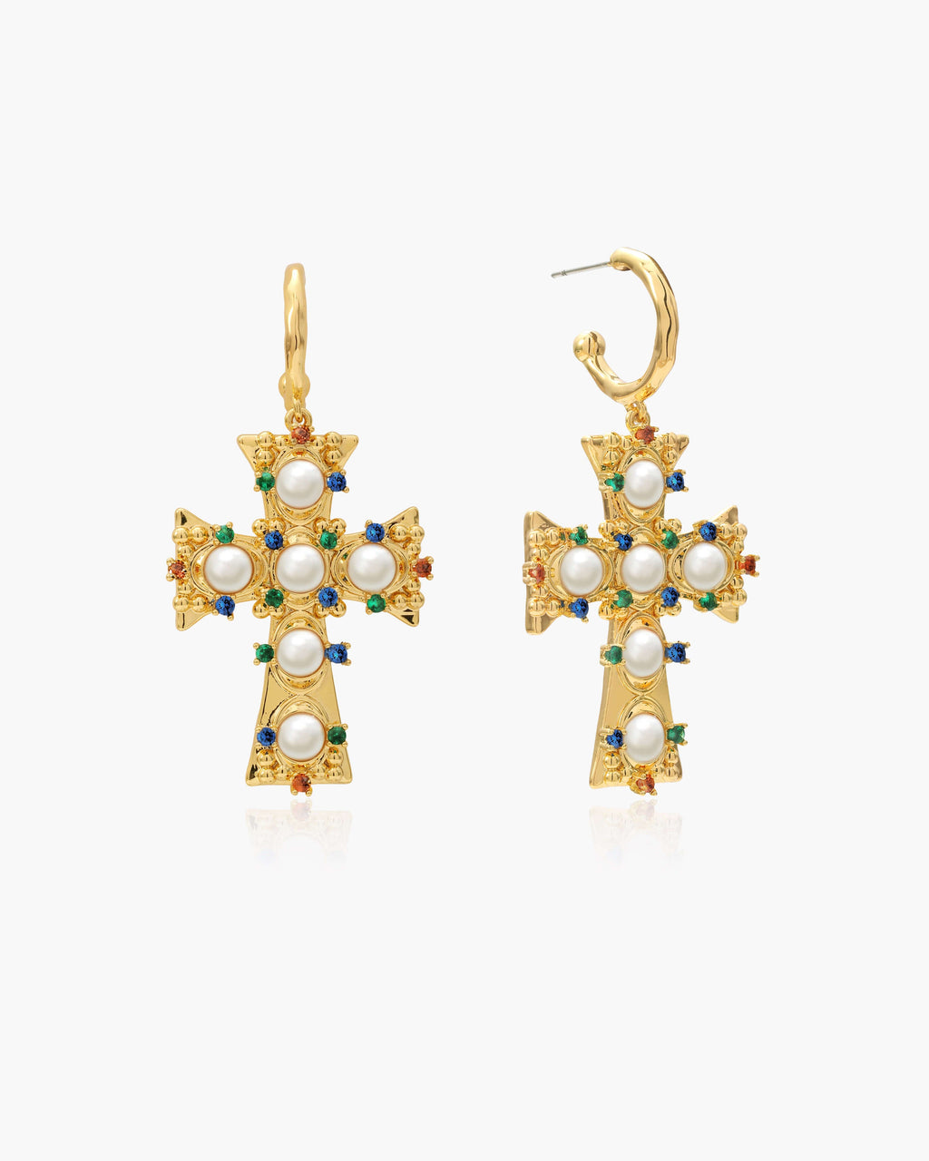 Lover of Helius Pearl Cross Earrings