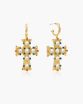 Lover of Helius Pearl Cross Earrings