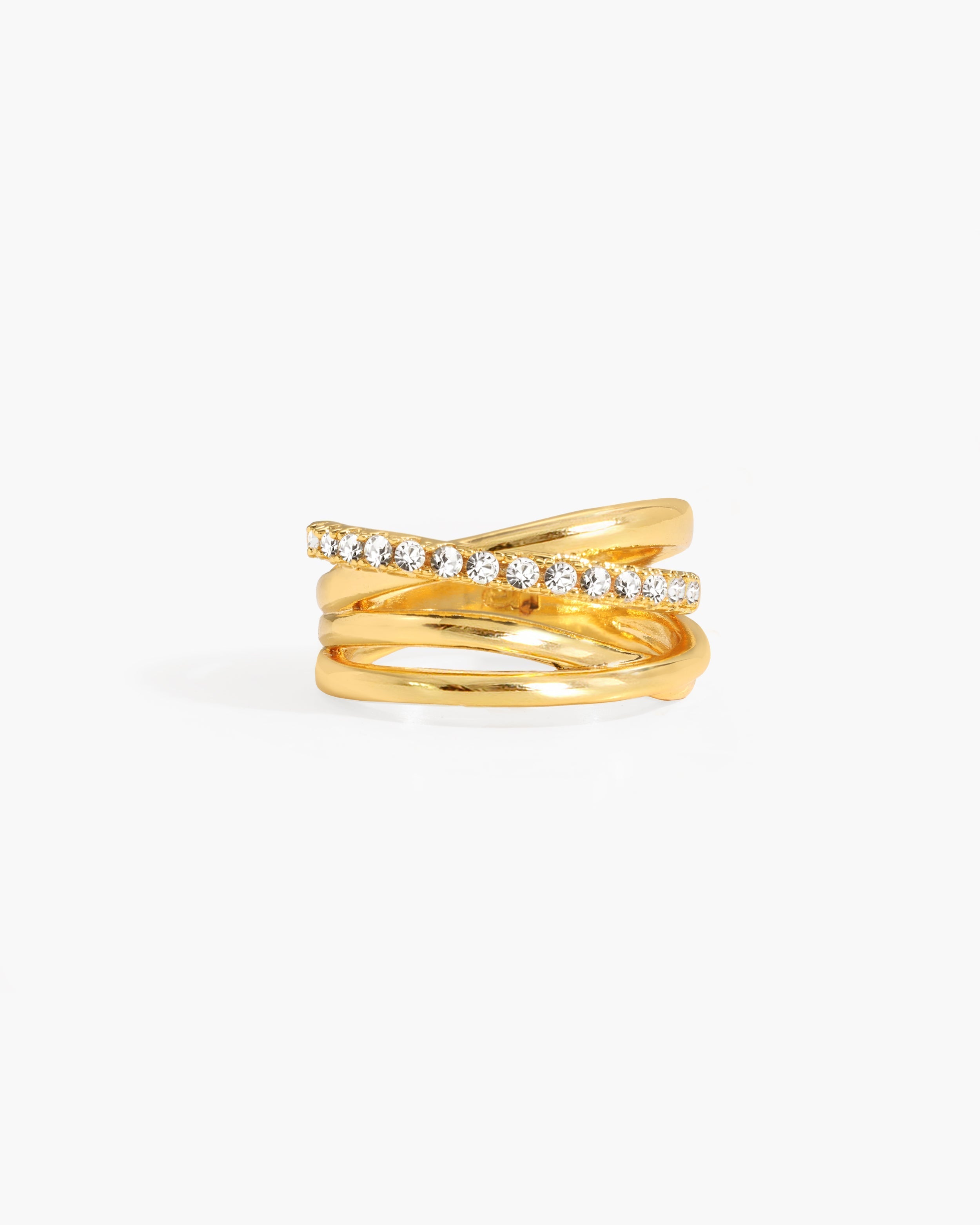 Criss Cross Pave Ring en route jewellery