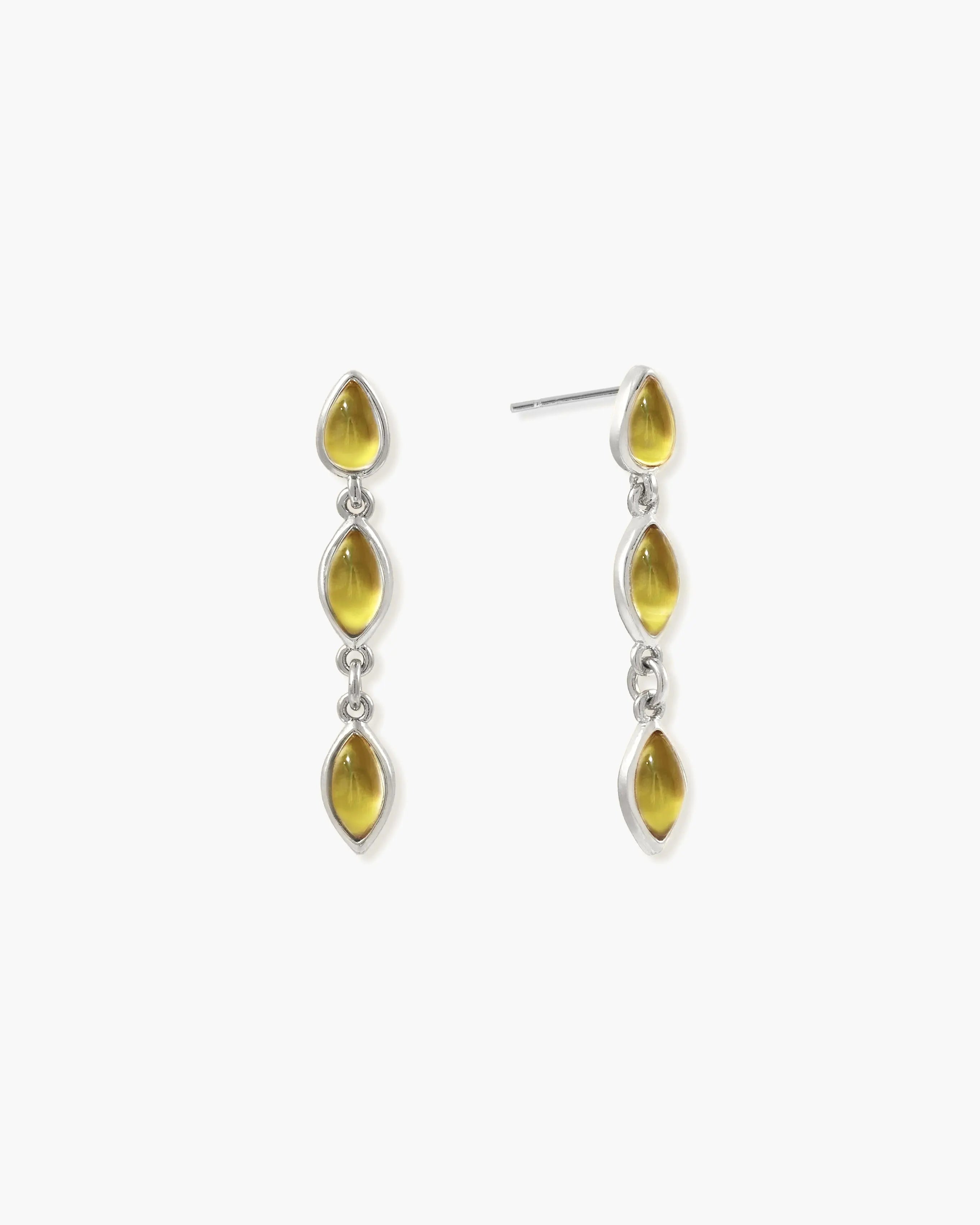 Olive Marquise Earrings in Silver en route jewellery