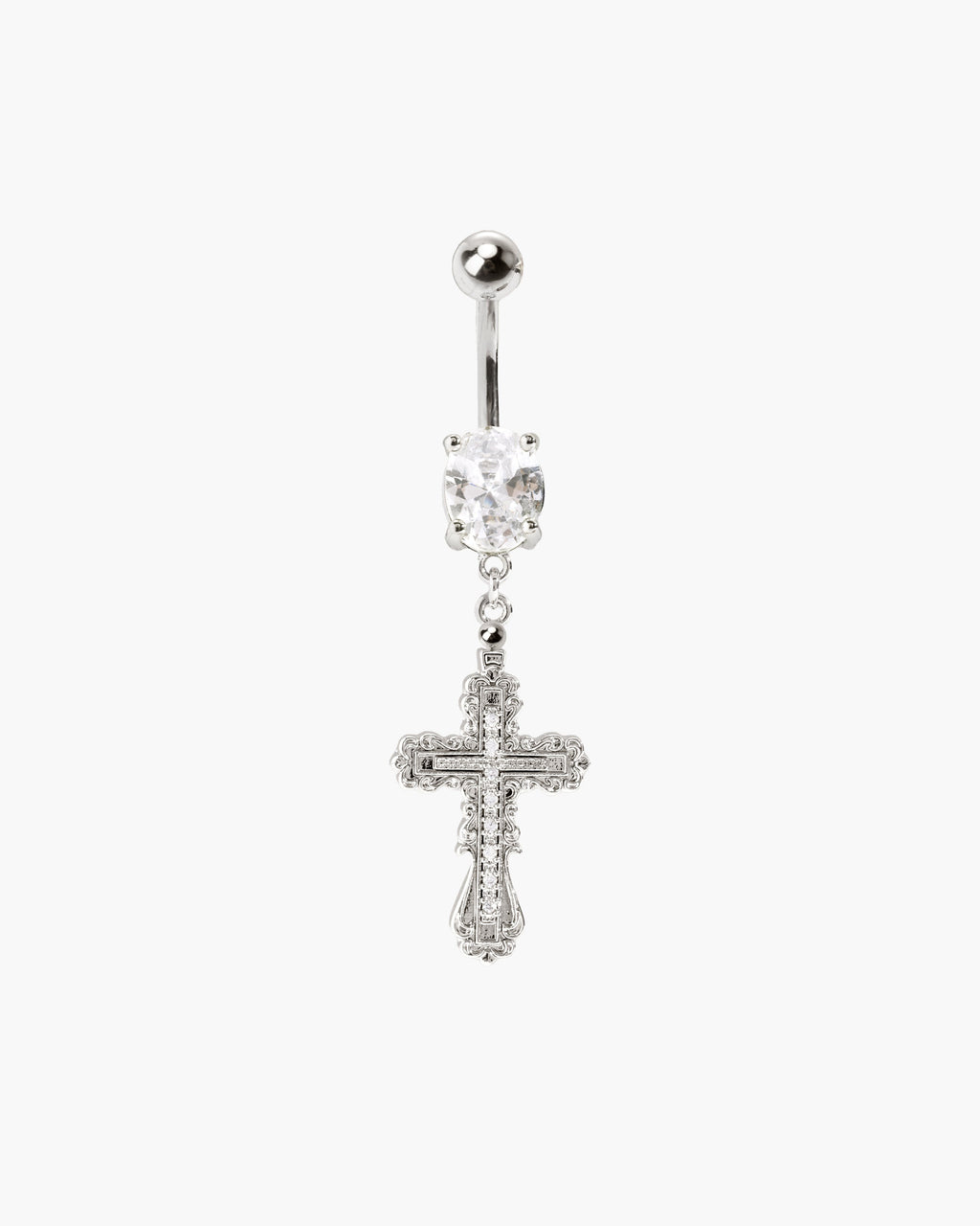 Everette Cross Belly Ring in Silver en route jewellery