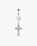 Everette Cross Belly Ring in Silver en route jewellery