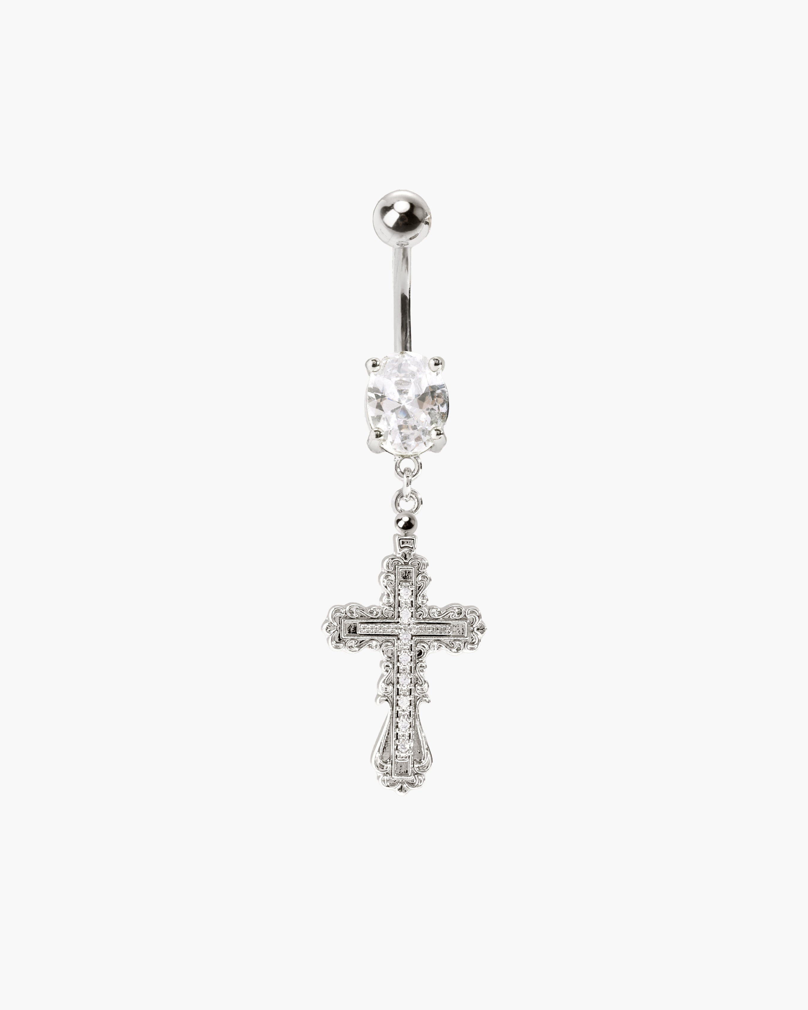 Everette Cross Belly Ring in Silver en route jewellery