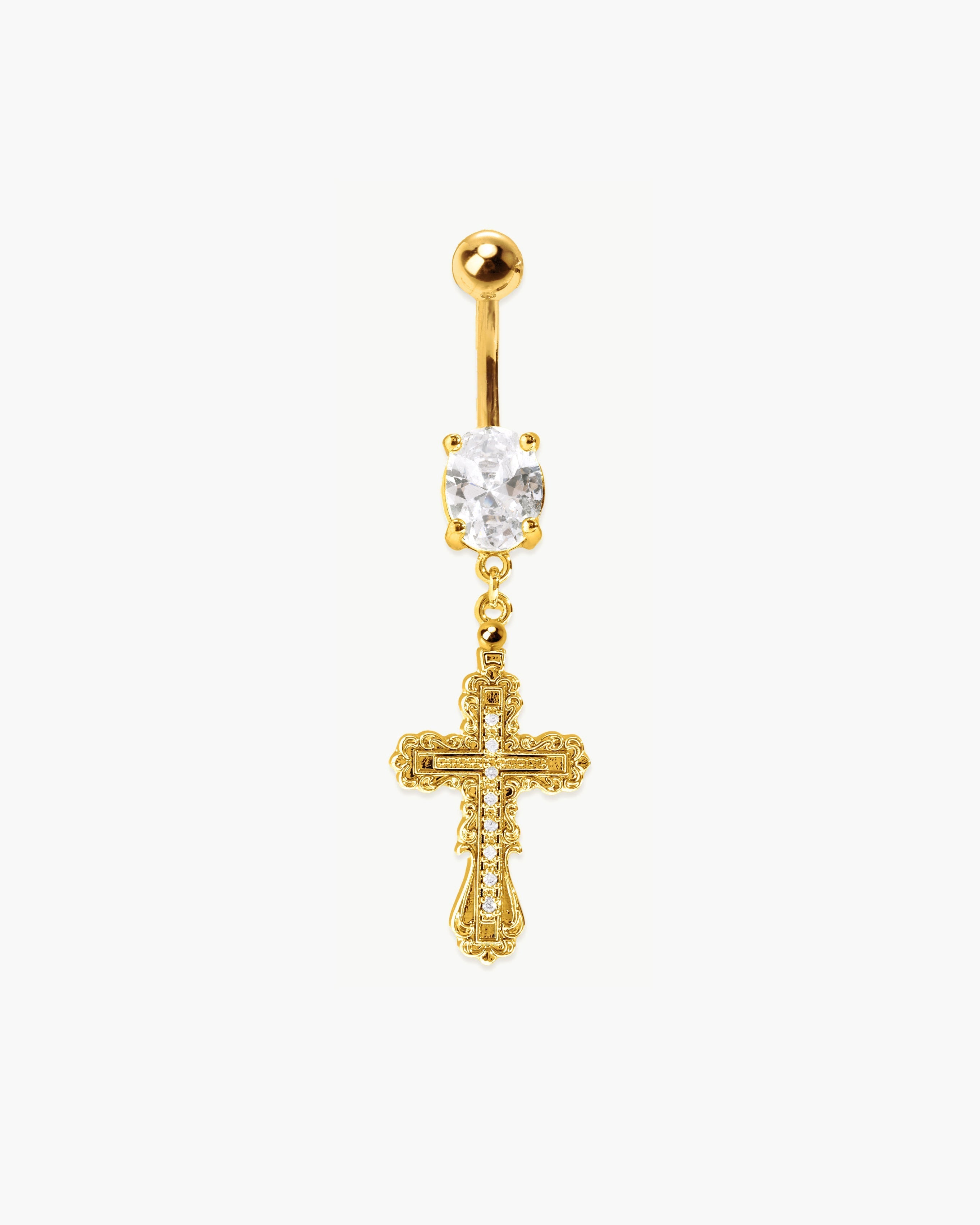 Everette Cross Belly Ring in Silver en route jewellery