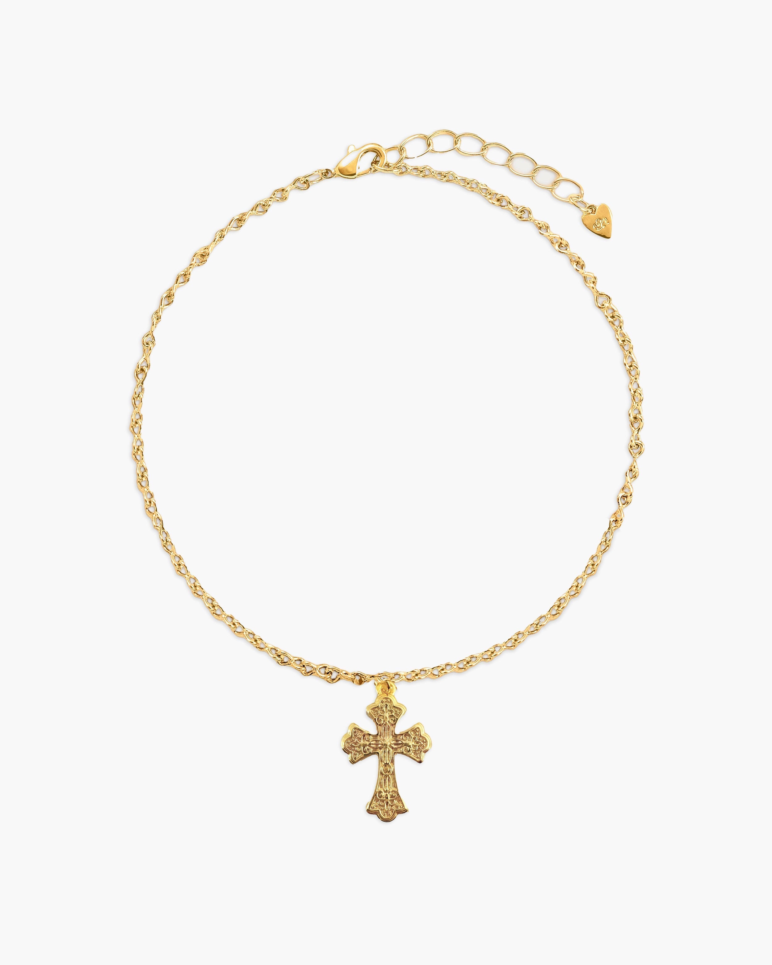 Relic Cross Charm Anklet in Gold en route jewellery