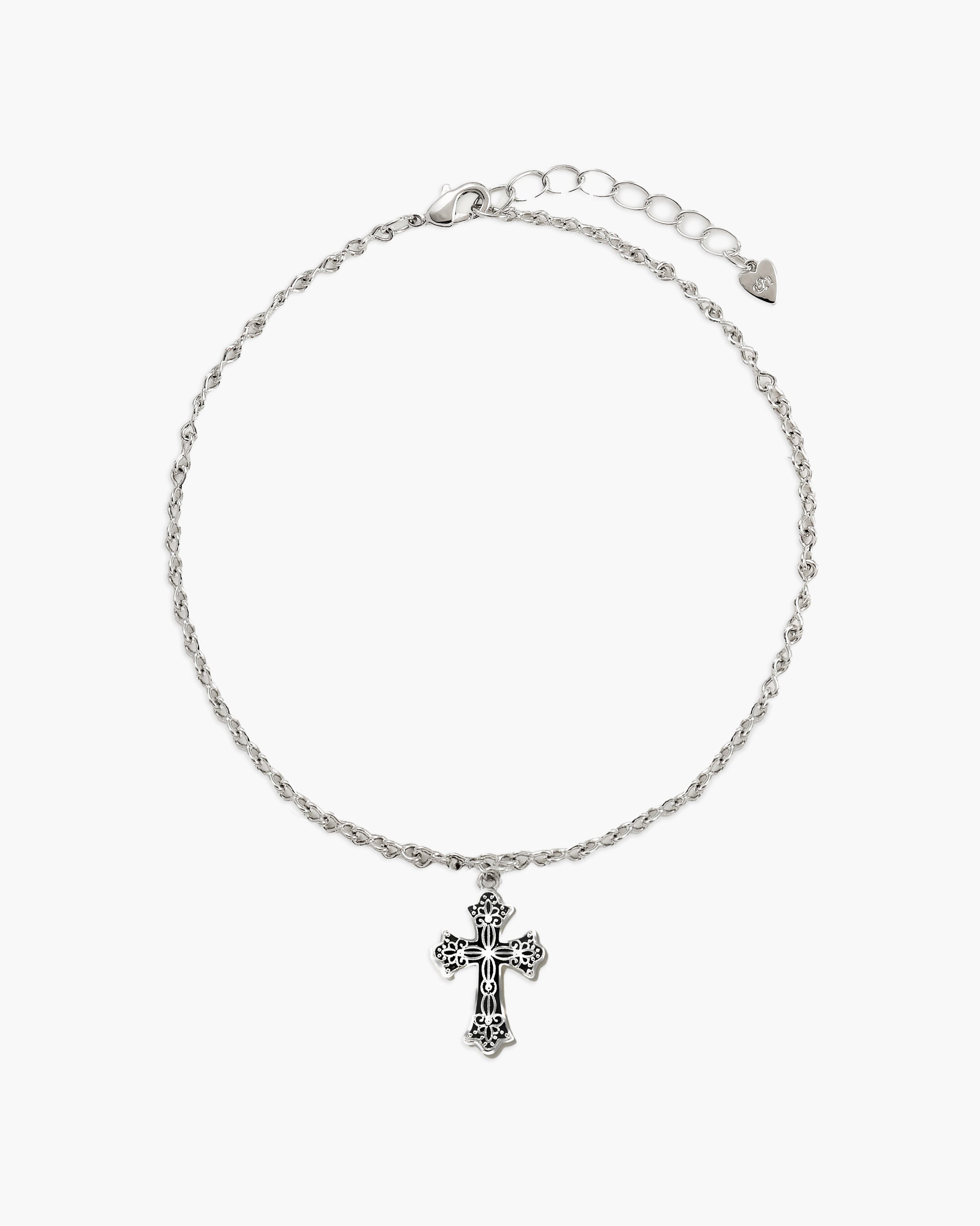 Relic Cross Charm Anklet in Silver en route jewellery