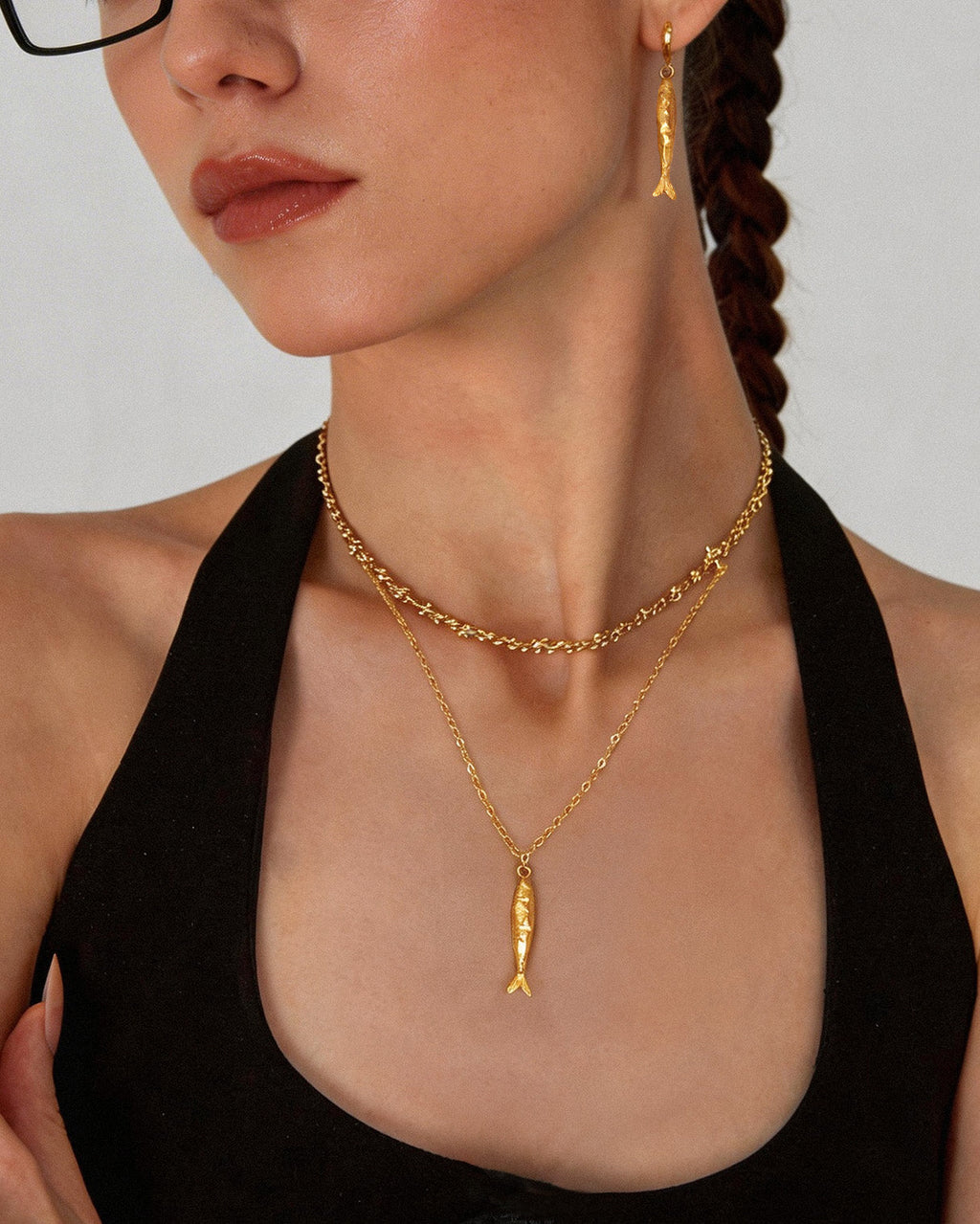 Anchovy Necklace & Earrings Set en route jewellery