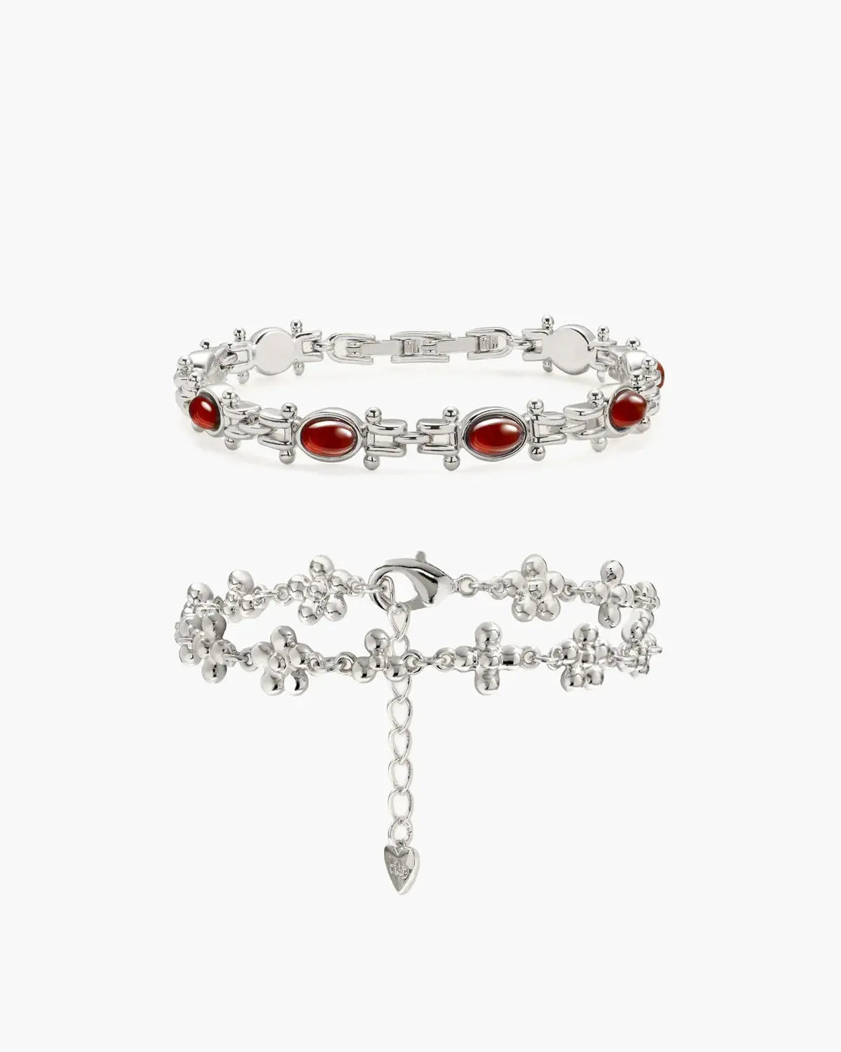 Tess's Treasure Carnelian & Daisy Molecule Bracelet Set en route jewellery