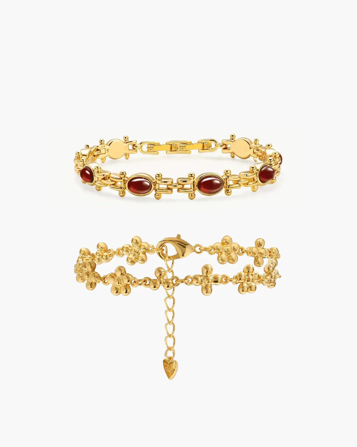 Tess's Treasure Carnelian & Daisy Molecule Bracelet Set en route jewellery