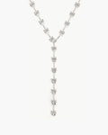Bow Lariat Long Necklace in Silver