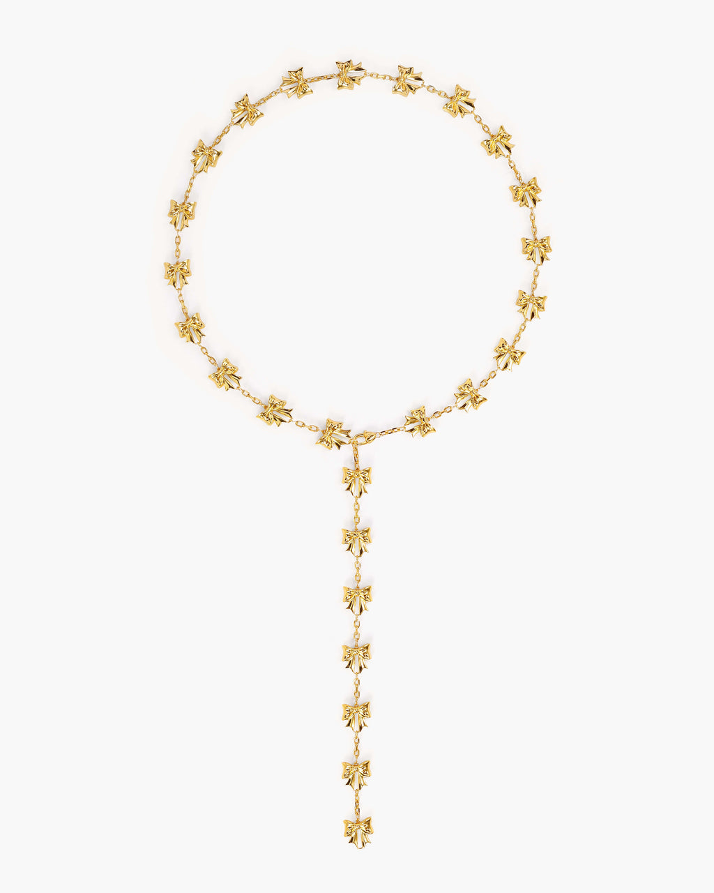 Bow Lariat Long Necklace in Gold