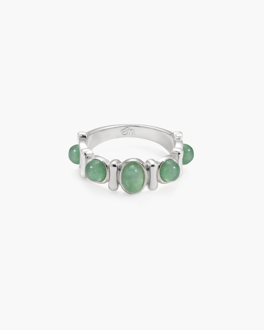 Green Aventurine Band Ring in Silver en route jewellery