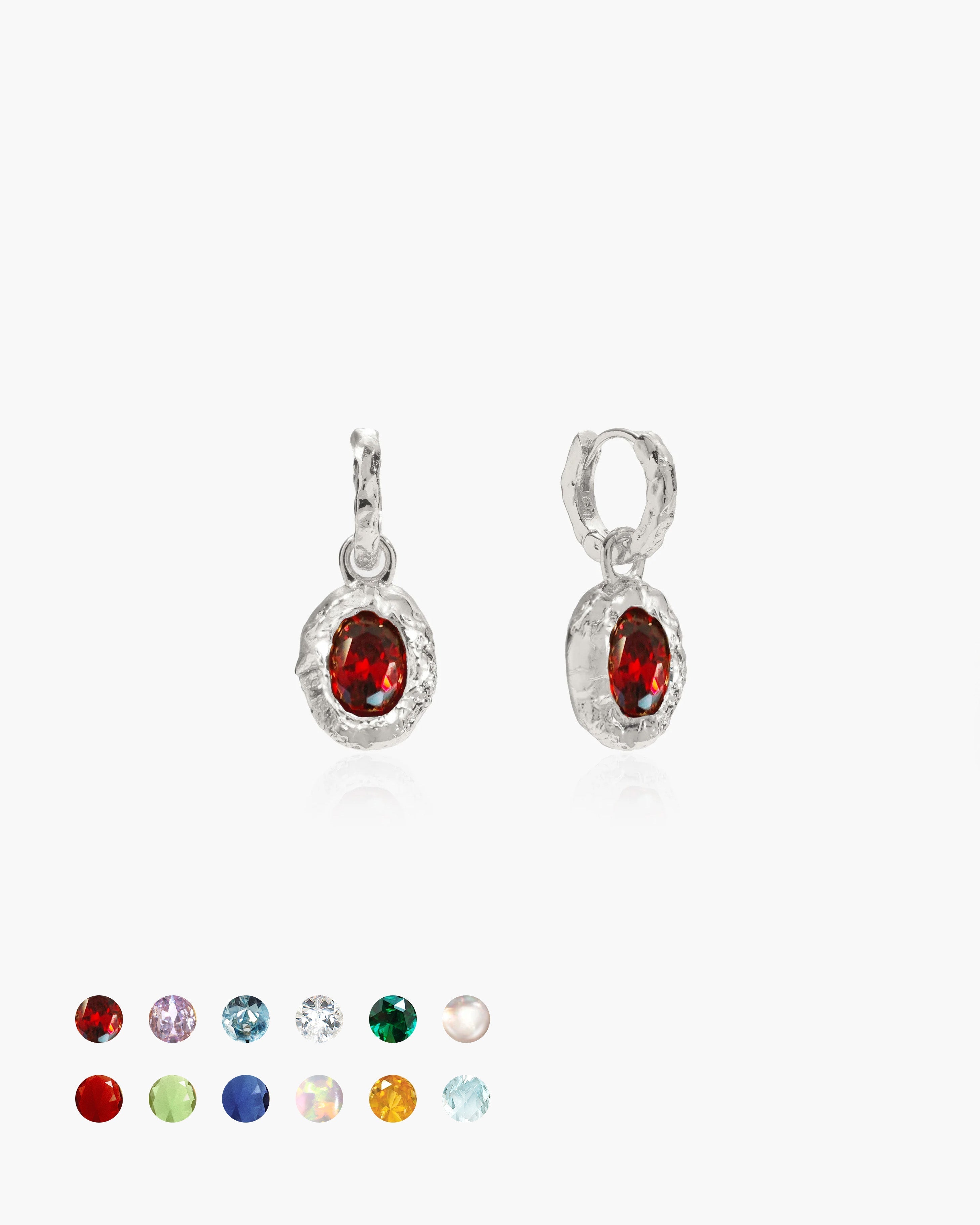 Birthstone Earrings in Silver en route jewellery
