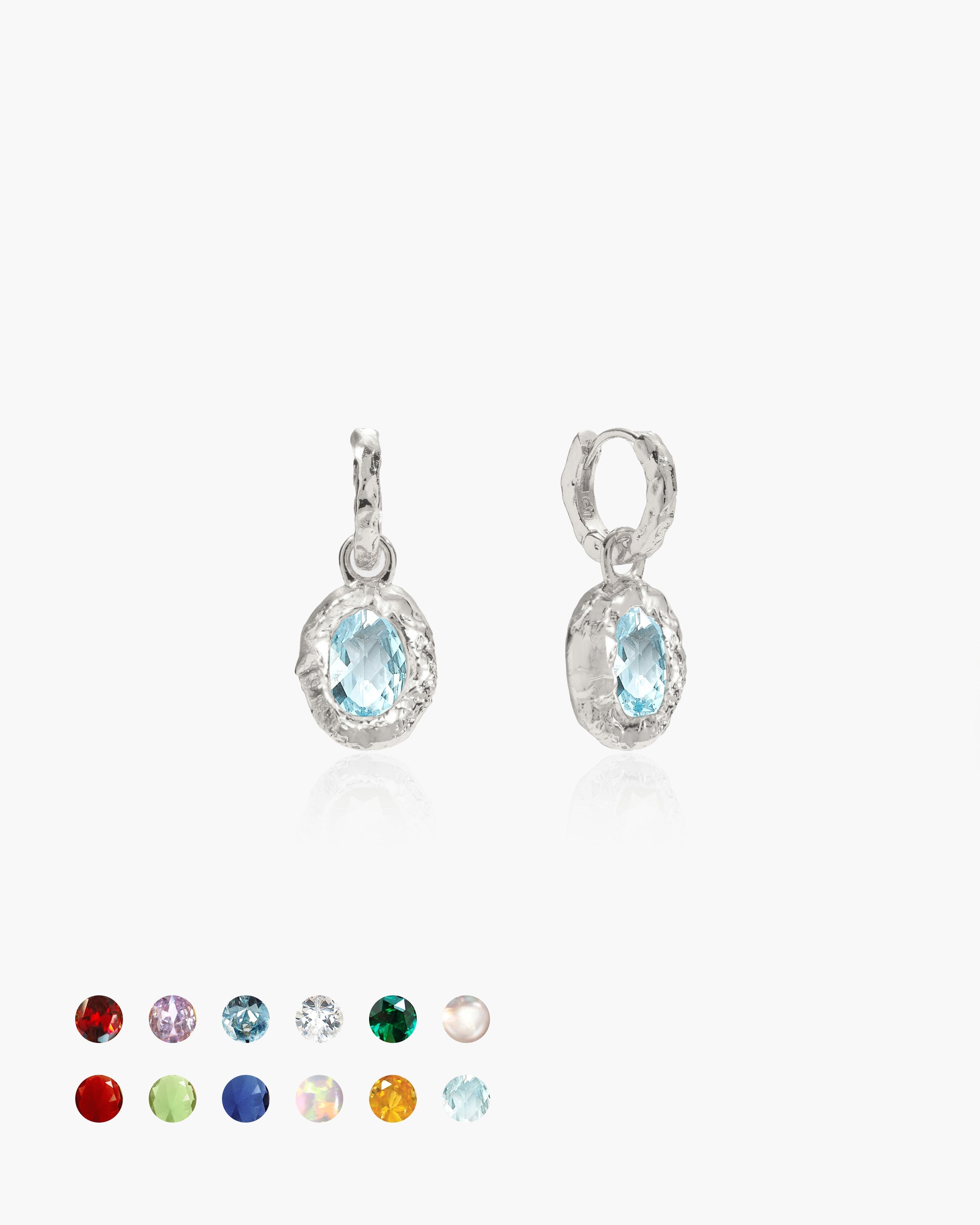 Birthstone Earrings in Silver en route jewellery