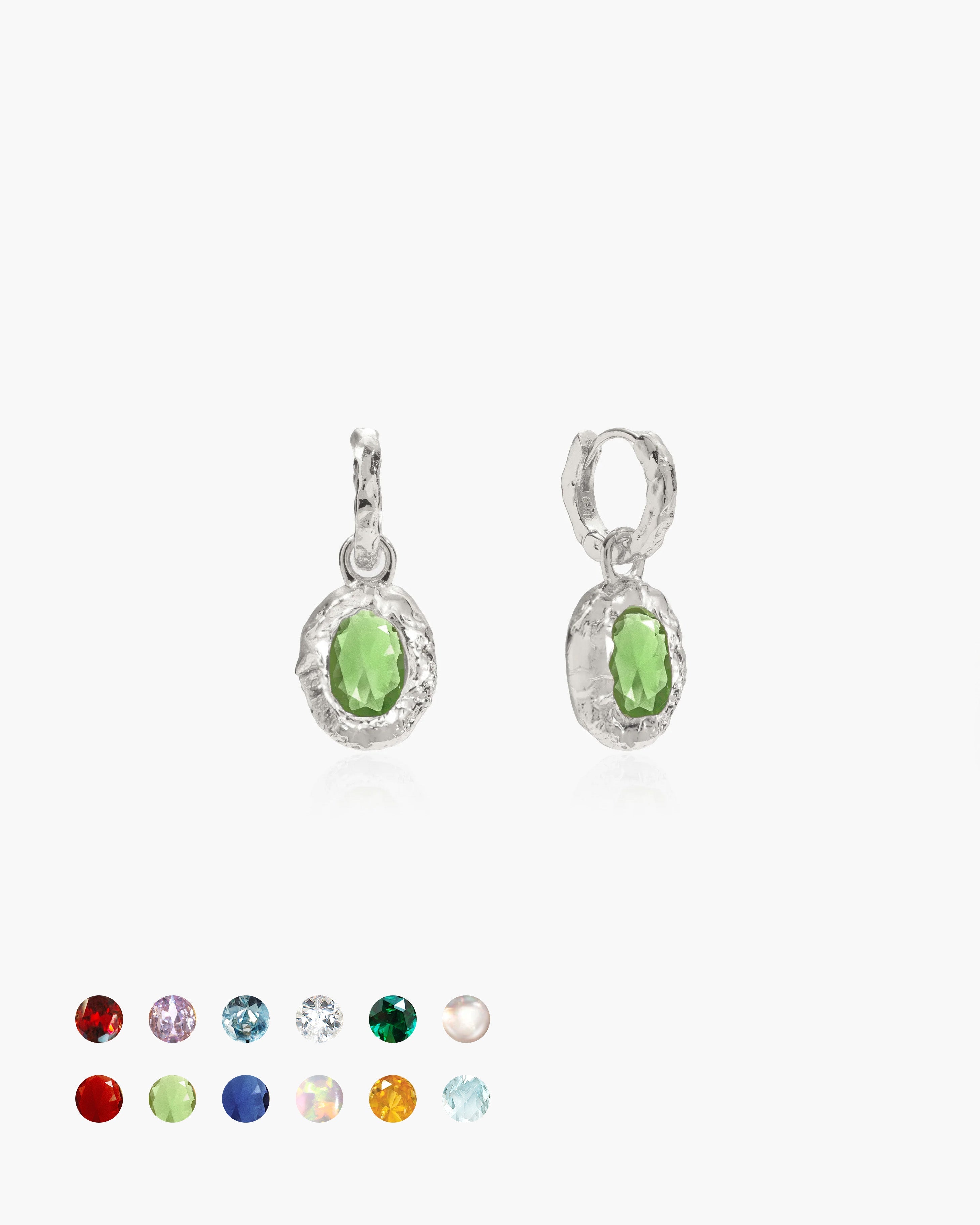 Birthstone Earrings in Silver en route jewellery