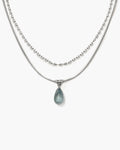 Waterdrop Necklace Set in Silver en route jewellery