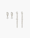 Silver Lucky Clover Earrings Set
